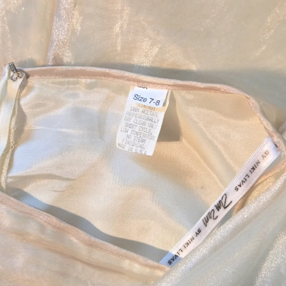 Y2K Creamy Pale Yellow & Gold Thread Organza Corset 2 Piece Prom Dress *READ* - Picture 9 of 11